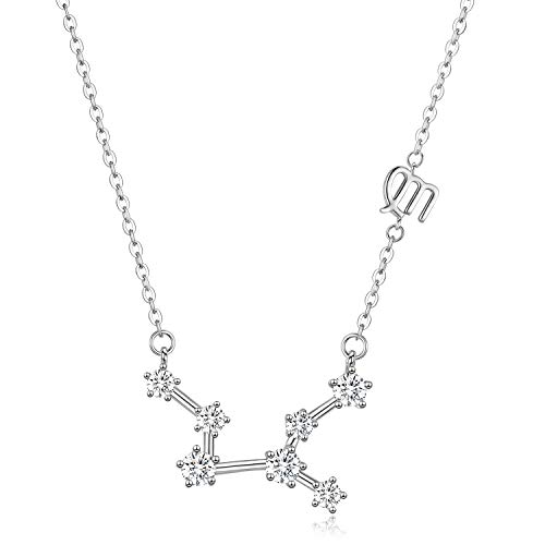 Jungfrau Halskette Anhänger, Sterling Silber Sternbild Halskette Schmuck, 12 Horoskop Zeichen Aug-Sep Geburtstagsgeschenke für Frauen Männer ＆ Mädchen, Astrologie Sternzeichen Stern Schmuckkette 18 " von Friggem