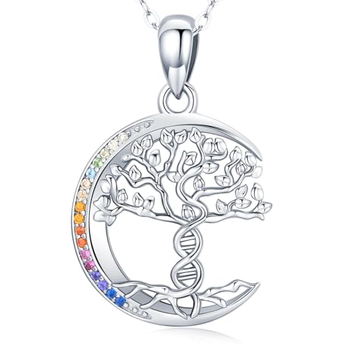 Lebensbaum Halskette für Frauen, 925 Sterling Silber Lebensbaum Anhänger mit Kette, Keltischer Knoten Halskette Stammbaum Anhänger, 18" Kette Lebensbaum Schmuck Geschenke für Frauen Mutter Tochter von Friggem