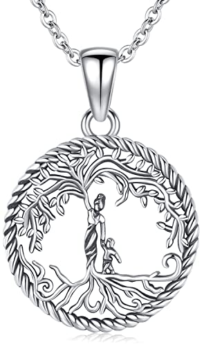 Lebensbaum Kette für Damen 925 Sterling Silber Familie Mutter Kind Baum des Lebens Anhänger Halskette, Geburtstag Muttertag Schmuck Geschenke für Mama Tochter Oma Schwester (A-Mama und 1 Kind Kette) von Friggem
