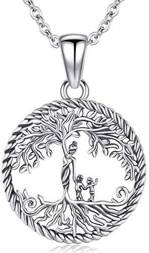 Mutter und Kind Halskette 925 Sterling Silber Baum des Lebens Anhänger Kette für Frauen, Muttertag Schmuck Geschenke für Mutter Tochter Schwester (C-Mama und 2 Kinder Kette) von Friggem