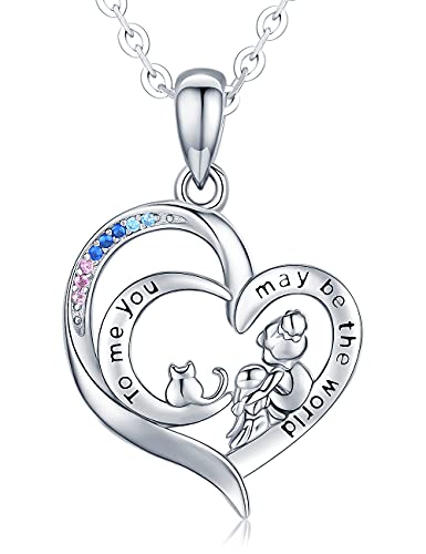 Mutter Kette, 925 Sterling Silber Liebe Herz Mutter und Tochter Anhänger Halskette, Schmuck Geschenk für Mama Tochter Frauen von Friggem