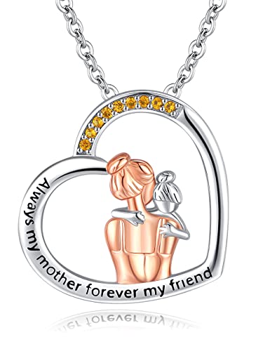 Mutter Tochter Kette 925 Sterling silber Herz Mutter Tochter Anhänger Halskette Schmuck Muttertag Weihnachts Geschenke für Frauen Mutter Tochter(I-Mutter und Tochter) von Friggem