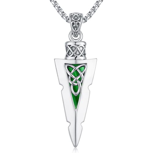 Pfeil Halskette, 925 Sterling Silber Keltischer Knoten Pfeil Cluster Anhänger kette und Wikinger Herren Anhänger Amulett Schmuck Geschenke für Damen und Herren von Friggem