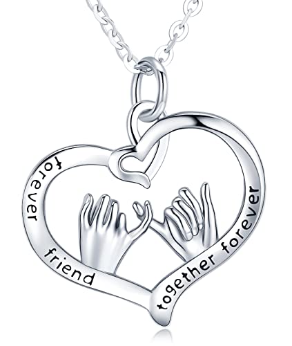 Schwestern Halskette 925 Sterling Silber Herz Beste Freundin Anhänger Halskette mit Kette, Geburtstag Geschenke Schmuck für Schwestern Frauen Freunde Freundschaft von Friggem