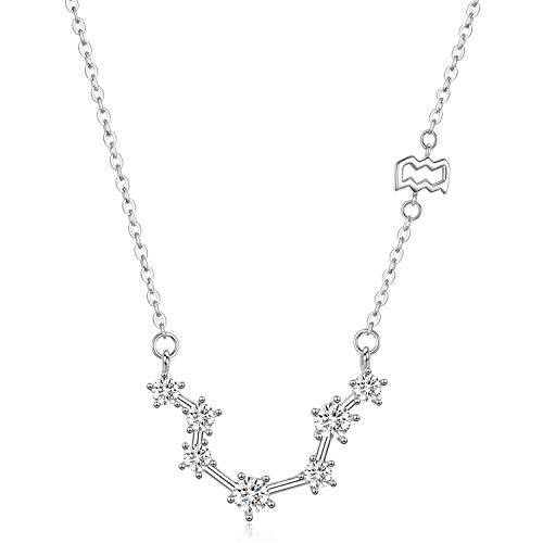 Sterling Silber Wassermann Sternzeichen Halskette Sternbild Anhänger, 12 Horoskop Zeichen Jan-Feb Geburtstagsgeschenke für Frauen Männer Mädchen, Sternbild Sternzeichen Schmuck Halskette Kette 18 " von Friggem