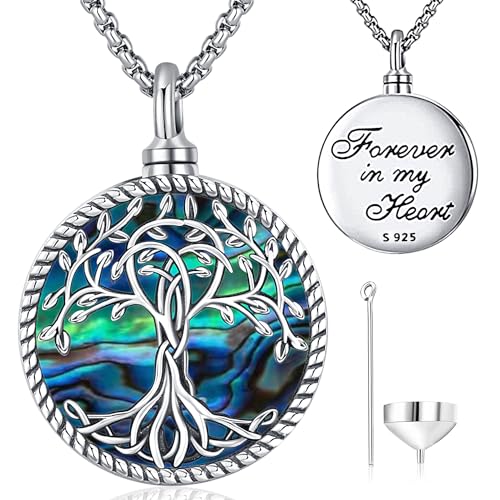 Friggem Urne Halskette 925 Sterling Silber Baum des Lebens Urnen Anhänger Damen Memorial Urne Kette Feuerbestattung Schmuck Mama Family Asche Besondere Geschenk von Friggem