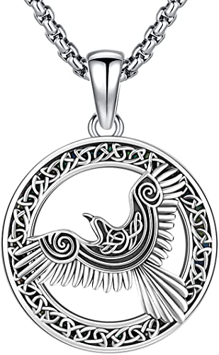 Wikinger Halskette 925 Sterling Silber Adler Anhänger keltischer Knoten Adler Halskette Wikinger Schmuck, Festliche Geschenke für Herren Damen von Friggem