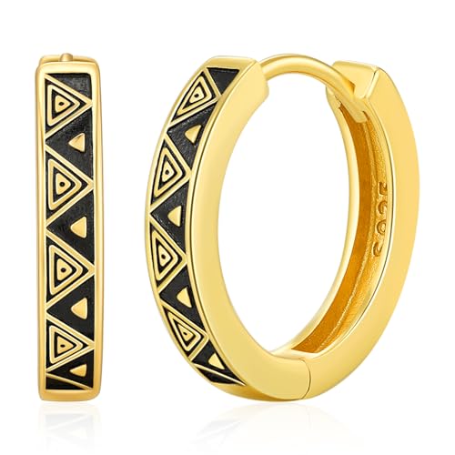 Wikinger Ohrringe Herren Damen 925 Sterling Silber Kreolen Ohrringe Creolen Totem Gold Ohrringe Wikinger Schmuck Geschenke für Familie und Freunde von Friggem