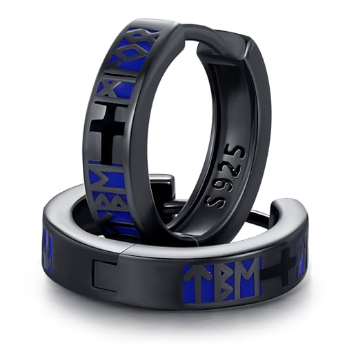 Wikinger Silber Ohrringe - 925 Sterling, Nordische Runen Kreolen - Geschenke für Familie und Freunde von Friggem