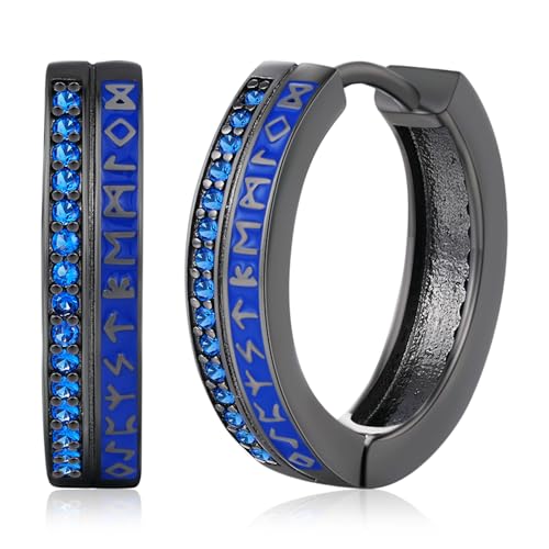 Ohrringe für Männer, Wikinger Ohrringe Herren, 925 Sterling Silber Nordischer Wikinger Rune Creolen für Männer Frauen von Friggem