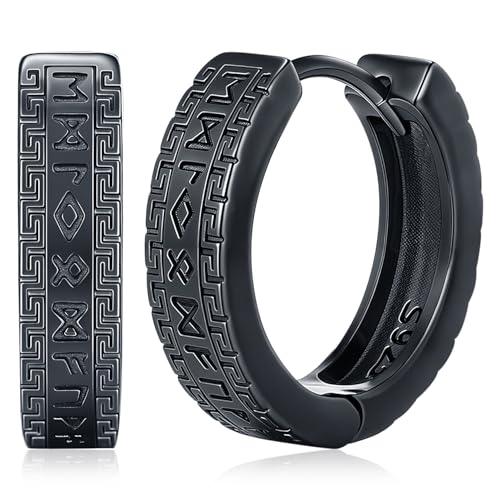 Wikinger Rune Ohrstecker für Herren Damen 925 Sterling Silber Nordischer Wikinger Rune Schwarz Creolen Viking Rune Ohrschmuck Schmuck Geschenke für Herren Damen Wikinger Rune Ohrstecker für Herren Damen 925 Sterling Silber Nordischer Wikinger Rune Schwarz Creolen Viking Rune Ohrschmuck Schmuck Geschenke für Herren Damen von Friggem