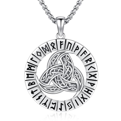 Wikinger Schmuck Herren Wikinger Kette 925 Sterling Silber Keltisches Halskette für Männer, Wikinger Keltischer mit Runen Anhänger für Damen Herren Wikinger Schmuck Herren Wikinger Kette 925 Sterling Silber Keltisches Halskette für Männer, Wikinger Keltischer mit Runen Anhänger für Damen Herren von Friggem