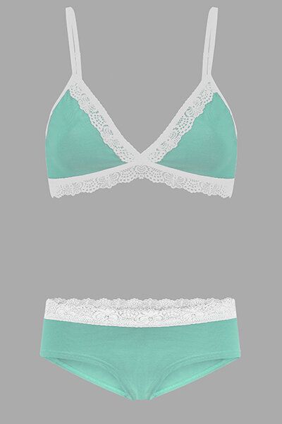Frija Omina Set: Bio BH + Hipster Spitze hell von Frija Omina