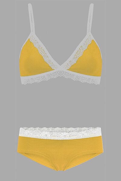 Frija Omina Set: Bio BH + Hipster Spitze hell von Frija Omina