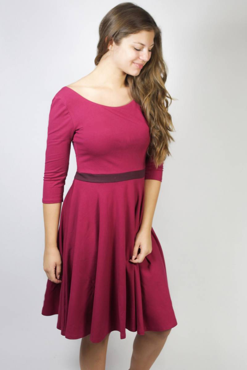 Bio Jerseykleid Vrida Bordeaux/Aubergine von FrijaOminaStore
