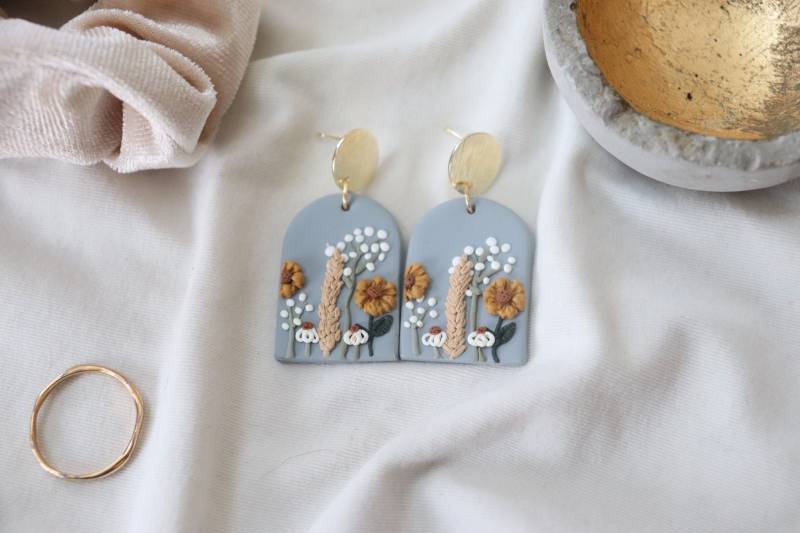 Handgemachte Ton Ohrringe| Polymer Clay Florale Handgefertigte Leichte Ton| Hypoallergen von Fringeclay