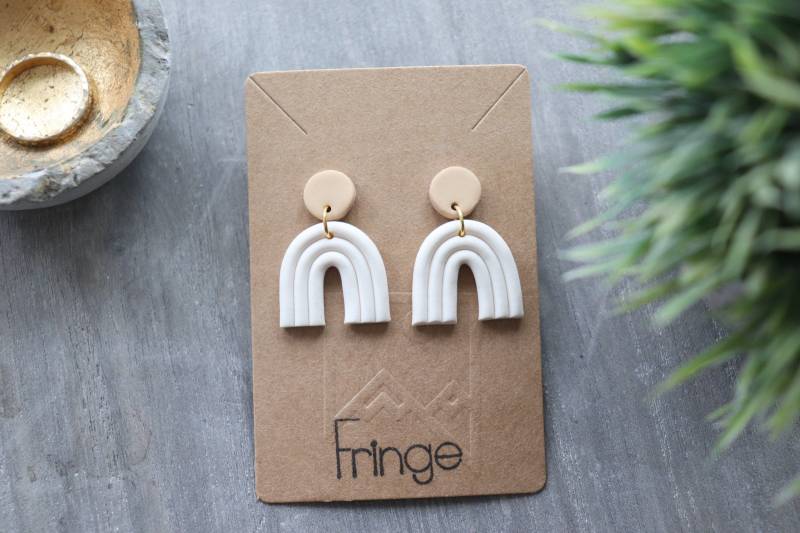 Handgemachte Ton Ohrringe| Regenbogen Handgemachte Polymer Clay Trendige Handgefertigte Hypoallergen von Fringeclay