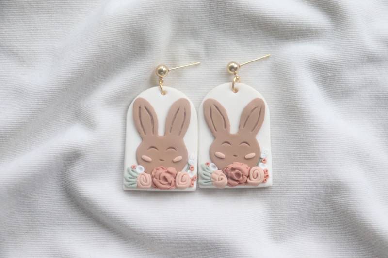 Osterohrringe| Hasen Ohrringe| | Ostern Ton Ostergeschenke| Hasenschmuck| Osterschmuck von Fringeclay