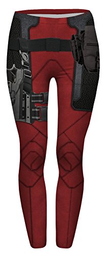 FRINGOO® Damen Yoga Printed Leggings Stretchy Workout Tights Running Gym Pants Base Layer 8 10 12 Gr. One size , Red Hero von Fringoo