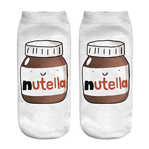 Fringoo® Lustige Socken für Mädchen und Jungen, knöchelhoch, sportlich, Emoji-Socken, für Kinder, Teenager, Fitness, Laufen, 3–6 Gr. One size, NUTELLA von Fringoo