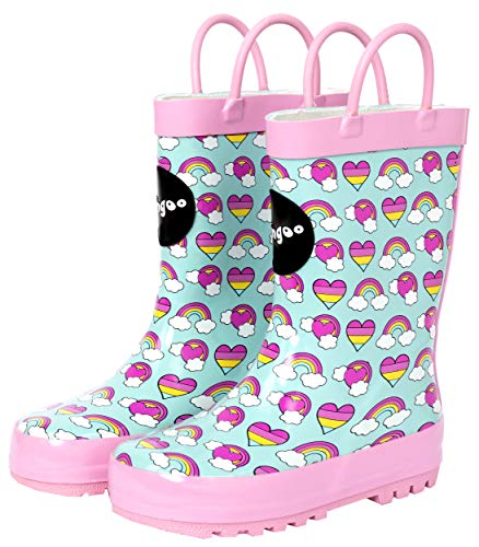 Fringoo - Mädchen - Mädchen Gummistiefel - Regenbogen Gummistiefel - Regenstiefel für Mädchen - Hellblau/Pink - Größe Kinder - EU 26… von Fringoo