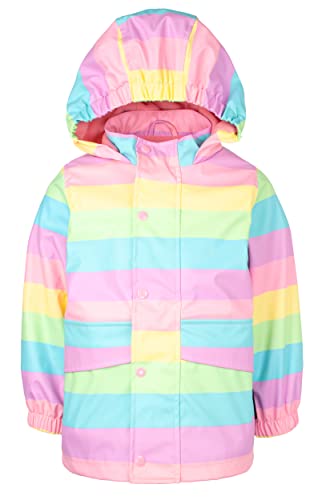 Fringoo - Regenmantel für Kinder - Regenbogen-Streifen-Design -Wasserdichte Jacke für Kinder - Alter 5/6 Jahre - Mehrfarbiger Streifen - Maschinenwäsche – leichter Mantel von Fringoo