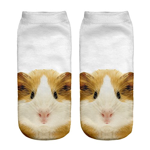 Socken für Damen, Herren, Mädchen, Jungen, Volldruck, niedriger Knöchel, Mops, Hund, Joggen, Laufen, Fitness, Fitnessstudio, Sport, Yoga, Sommer, flippig, Tier, 3D-Mode, Größe 35-39, Meerschweinchen, von Fringoo