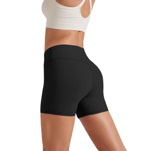 Friptspyg Kurze Sporthose Damen Sport Shorts V High Waist Gym Shorts Stretch Yoga Pants Laufend Hotpants, Schwarz XXL von Friptspyg