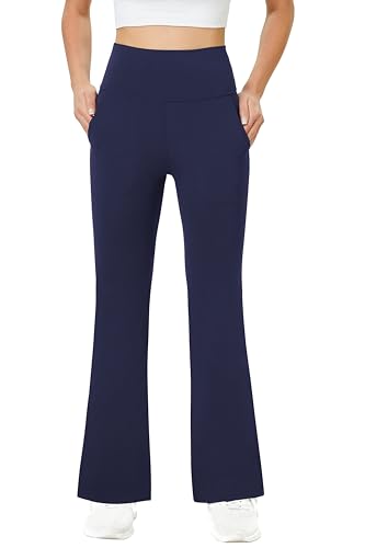 Friptspyg Damen Hose mit Taschen Casual Arbeit Hose High Waist Yogahose Stretch Jogginghose Bootcut Sporthose Freizeit Yoga Pants, Marineblau M von Friptspyg