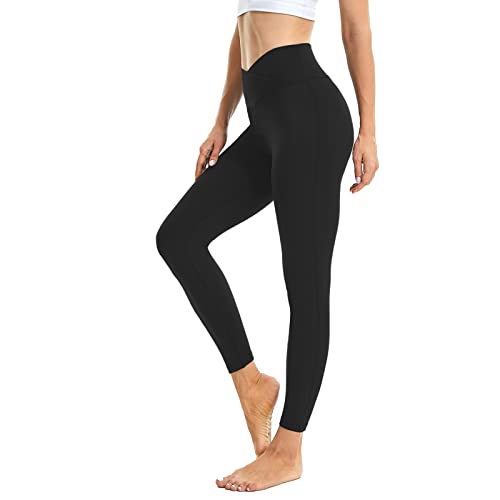 Friptspyg Damen Scrunch Gym Leggings Po Push-up Yoga Hose V-Form High Waist Tight für Laufend Fitness Workout Training Sportleggings, Schwarz L von Friptspyg