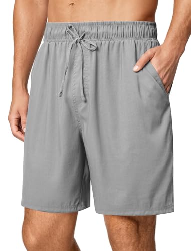 Friptspyg Herren Kurz Hosen Sommer Shorts Freizeit Leinen Stretch mit Taschen Leichte Strand Shorts Freizeithose, Grau M von Friptspyg