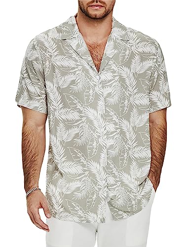 Friptspyg Herren Kurzarmhemd Baumwolle Leinenhemd Sommer Hemd Männer Lässig Freizeit Funky Hawaiihemd Loose Fit Strand Hemden, Grün-Weiß S Friptspyg Herren Kurzarmhemd Baumwolle Leinenhemd Sommer Hemd Männer Lässig Freizeit Funky Hawaiihemd Loose Fit Strand Hemden, Grün-Weiß S von Friptspyg