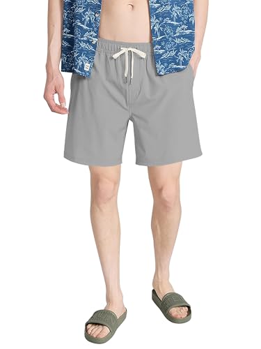 Friptspyg Herren Kurz Hosen Sommer Shorts Lockere Passform Strand Shorts Leicht Sommershorts Freizeithose mit Taschen, Grau S von Friptspyg