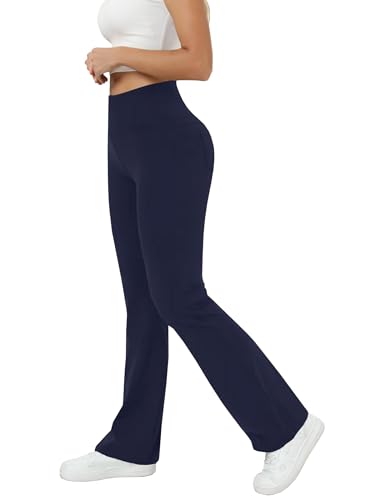 Friptspyg Hosen für Damen mit Taschen Yogahose Hoher Taille Sporthose Elastische Freizeithose Casual,Dunkel Blau S von Friptspyg