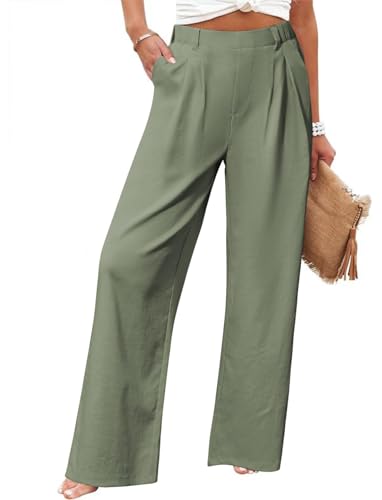 Friptspyg Palazzo Hose Freizeithose Damen Sommer Hohe Taille Palazzo Elastische Freizeithose mit Taschen,Armee Grün XXL Friptspyg Palazzo Hose Freizeithose Damen Sommer Hohe Taille Palazzo Elastische Freizeithose mit Taschen,Armee Grün XXL von Friptspyg