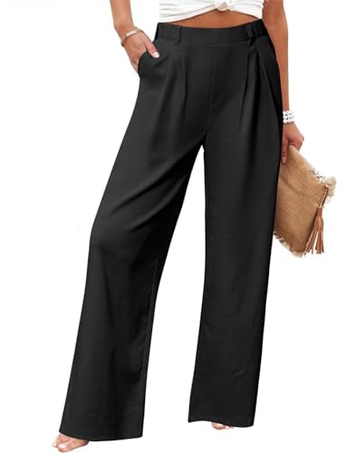 Friptspyg Palazzo Hose Freizeithose Damen Sommer Hohe Taille Palazzo Elastische Freizeithose mit Taschen,Schwarz XXL Friptspyg Palazzo Hose Freizeithose Damen Sommer Hohe Taille Palazzo Elastische Freizeithose mit Taschen,Schwarz XXL von Friptspyg