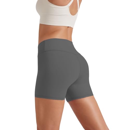 Friptspyg Kurze Sporthose Damen Sport Shorts V High Waist Gym Shorts Stretch Yoga Pants Laufend Hotpants, Dunkelgrau XL von Friptspyg