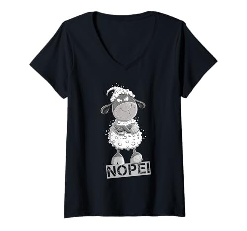 Damen Aussage Schafe ich no no spaß ich einfach nö Nein T-Shirt mit V-Ausschnitt von Frische Beats