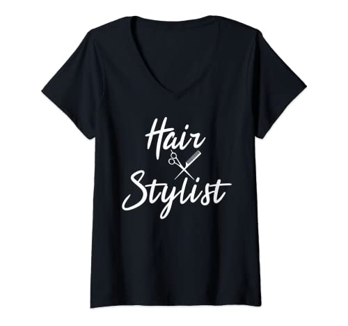 Damen Hairstylist Friseure Geschenkidee für Barber Shop Besitzer T-Shirt mit V-Ausschnitt von Friseur Barbier Haarschneider Geschenk für Friseur