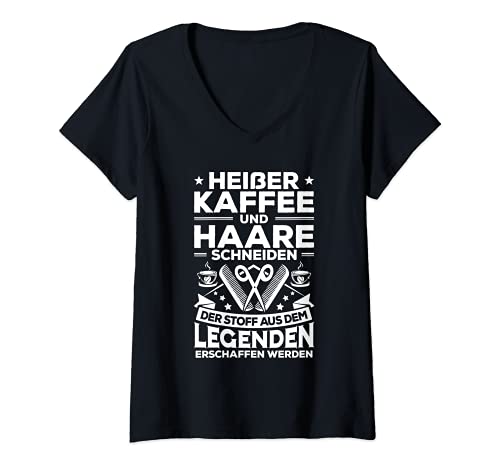 Damen Friseur Heißer Kaffee Frisör Frisörin Friseurin T-Shirt mit V-Ausschnitt Damen Friseur Heißer Kaffee Frisör Frisörin Friseurin T-Shirt mit V-Ausschnitt von Friseur Designs