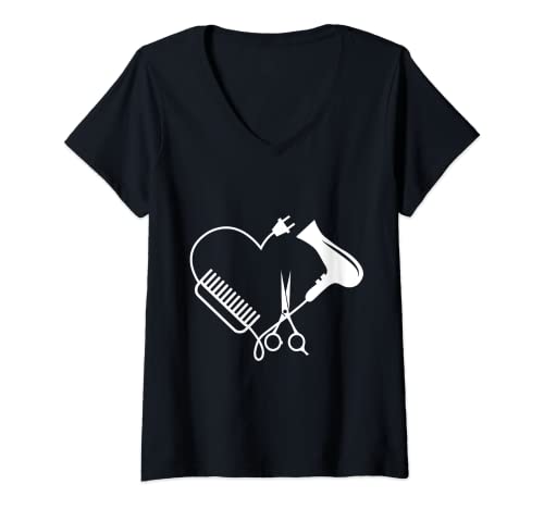 Damen Friseur Friseurin Salon Barber Hairstylist Frisör Geschenke T-Shirt mit V-Ausschnitt Damen Friseur Friseurin Salon Barber Hairstylist Frisör Geschenke T-Shirt mit V-Ausschnitt von Friseur Friseurin Liebe