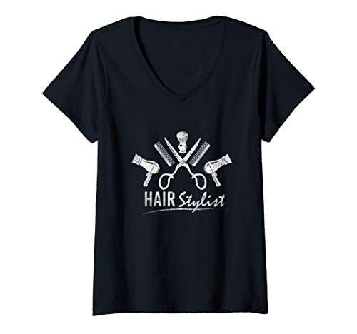 Damen Friseur T-Shirt mit V-Ausschnitt von Friseur T-Shirts & Geschenkideen