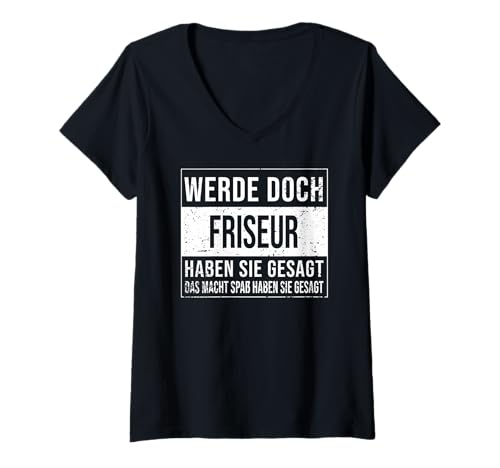 Damen Haarstylist Geburtstag lustiges Friseur T-Shirt mit V-Ausschnitt von Friseur Zubehör Geschenke Geburtstag-Shirt