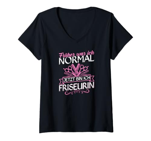 Damen Lustiges Friseurin T-Shirt mit V-Ausschnitt Damen Lustiges Friseurin T-Shirt mit V-Ausschnitt von Friseurbedarf Kleidung für Friseurin