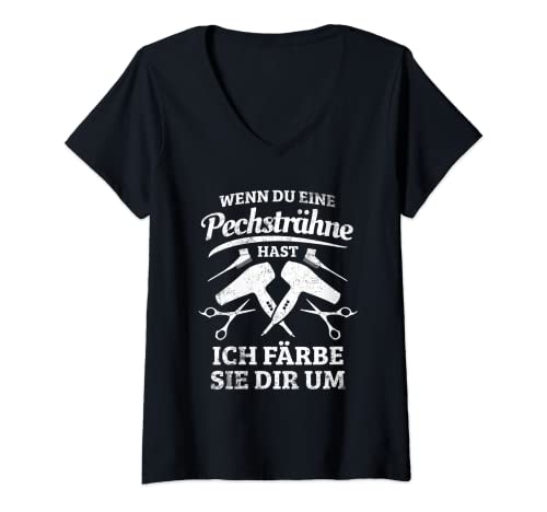 Damen Friseurin Friseur Lustiger Spruch Haarstylist Motiv Geschenk T-Shirt mit V-Ausschnitt von Friseurin Friseur Frisör Frisörin Lustige Sprüche
