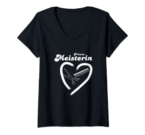 Damen Friseurmeisterin Geschenkidee Friseur Kamm und Schere T-Shirt mit V-Ausschnitt Damen Friseurmeisterin Geschenkidee Friseur Kamm und Schere T-Shirt mit V-Ausschnitt von Friseurmeisterin Geschenk Friseurmeister