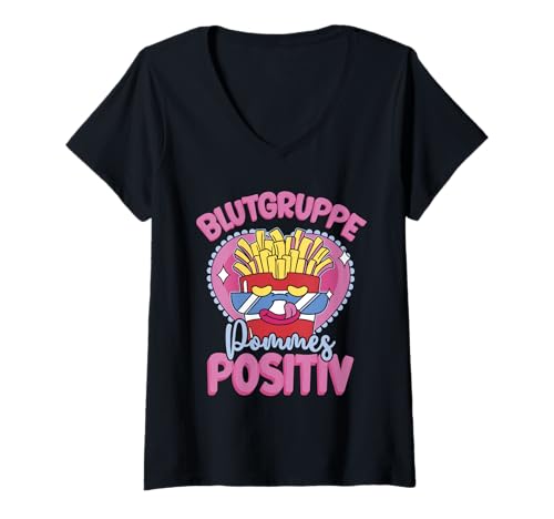 Damen Lustige Pommes Sprüche Blutgruppe Pommes T-Shirt mit V-Ausschnitt Damen Lustige Pommes Sprüche Blutgruppe Pommes T-Shirt mit V-Ausschnitt von Fritten Geschenke Pommes Shirts