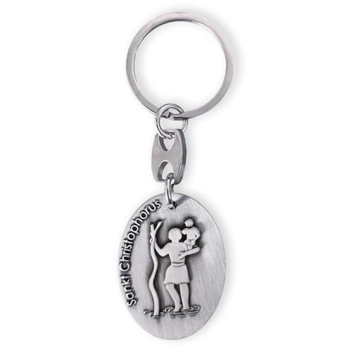 Fritz Cox Christophorus- modern Schlüsselanhänger mit passender Geschenkkarte und Gravur 'Dein Begleiter auf jeder Reise' | mit persönlicher Wittmung auf der Rückseite von Fritz Cox