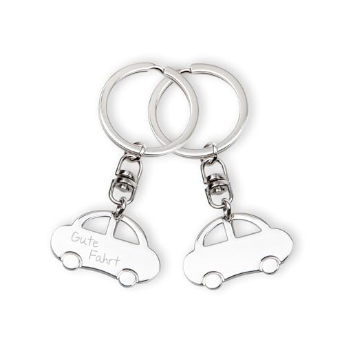 Fritz Cox Schlüsselanhänger Auto 'Gute Fahrt', idealer Begleiter mit Gravur für jede Auto-Fahrt, jeden Vielfahrer oder Fahranfänger, Männer & Frauen- mit Personalisierung auf der Geschenkverpackung von Fritz Cox