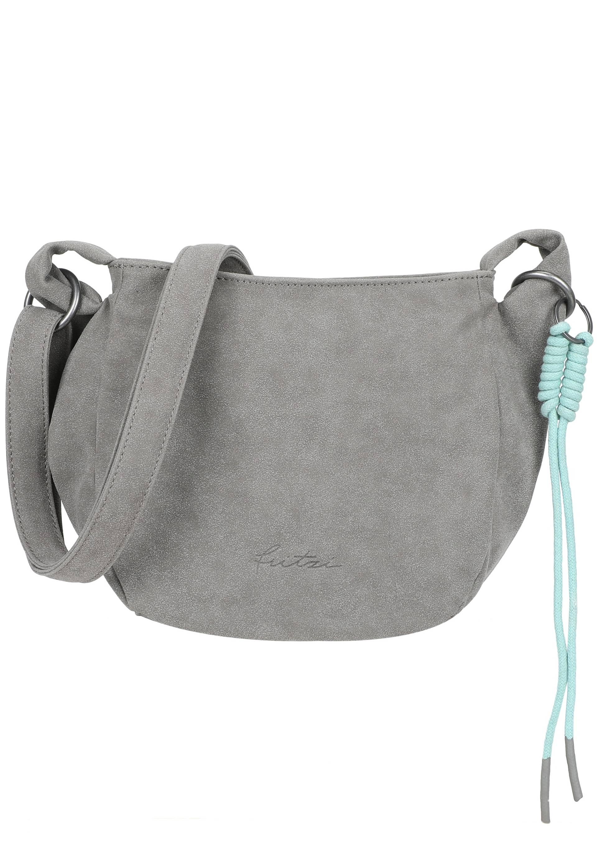 Fritzi aus Preußen Schultertasche "Sue02 Suede Jacky Soft Dark Anthra" mit modischer Kordelschnur von Fritzi Aus Preußen